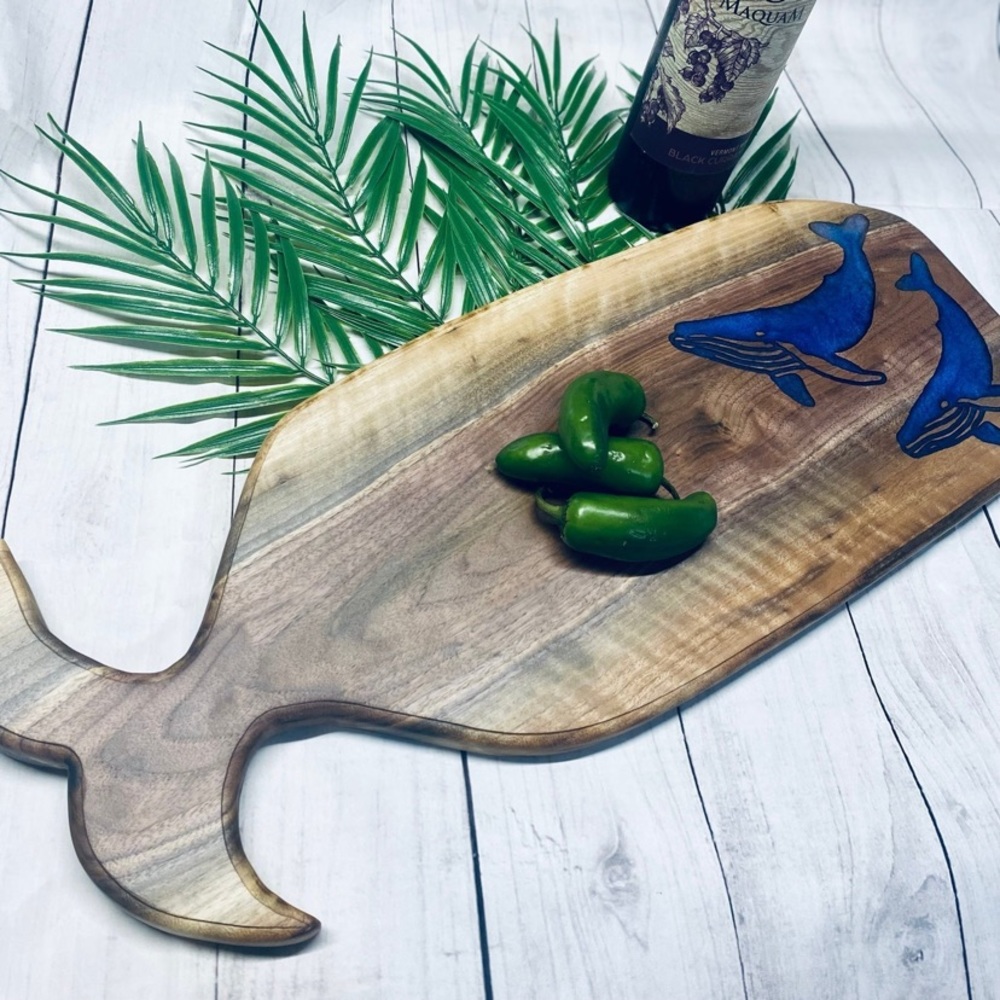 Handmade Extra Large Live Edge Whale Charcuterie Board